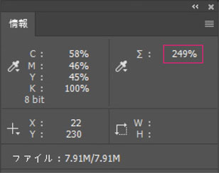 フォトショップでの総インキ量の調べ方